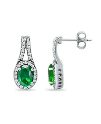 Giani Bernini Created Green Quartz and Cubic Zirconia Halo Earrings
