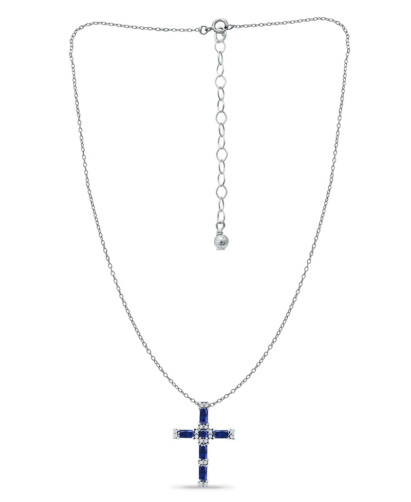 Giani Bernini Simulated Blue Sapphire and Cubic Zirconia Cross Pendant