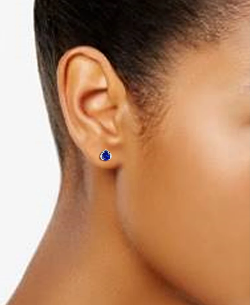 Giani Bernini Simulated Blue Sapphire and Cubic Zirconia Stud Earrings