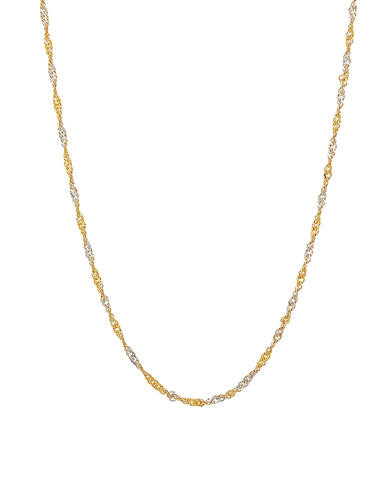 Polished Two-Tone Diamond Cut 18" Singapore Chain in 10K Yellow Gold