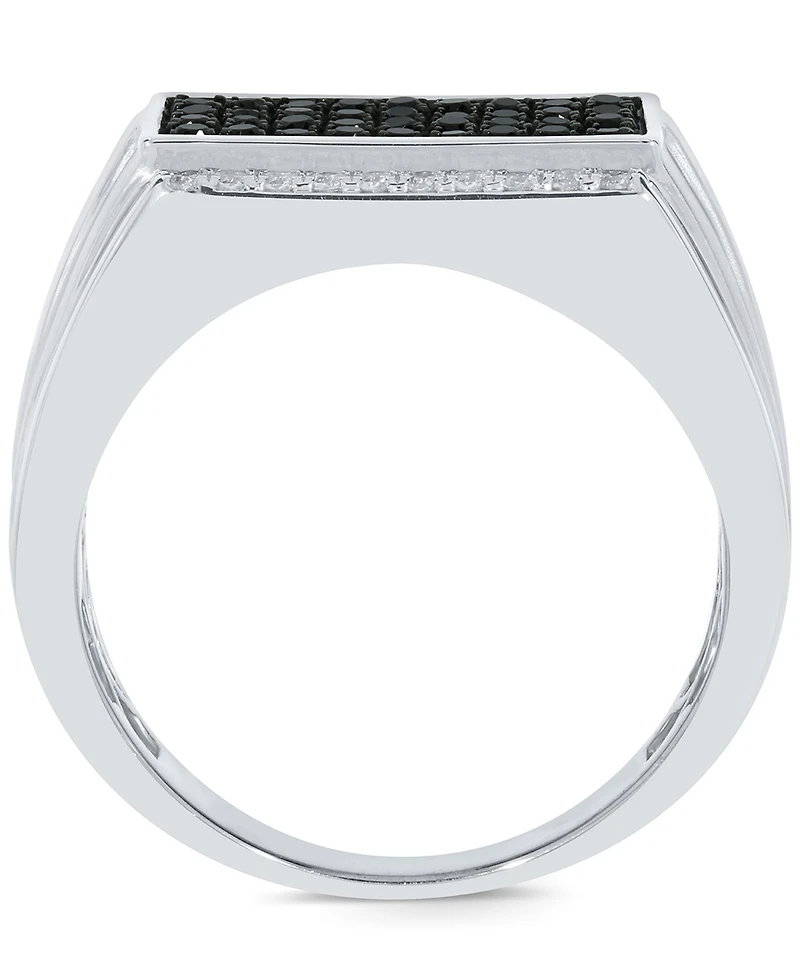 Men's Black & White Diamond Cluster Ring (3/4 ct. t.w.) in Sterling Silver