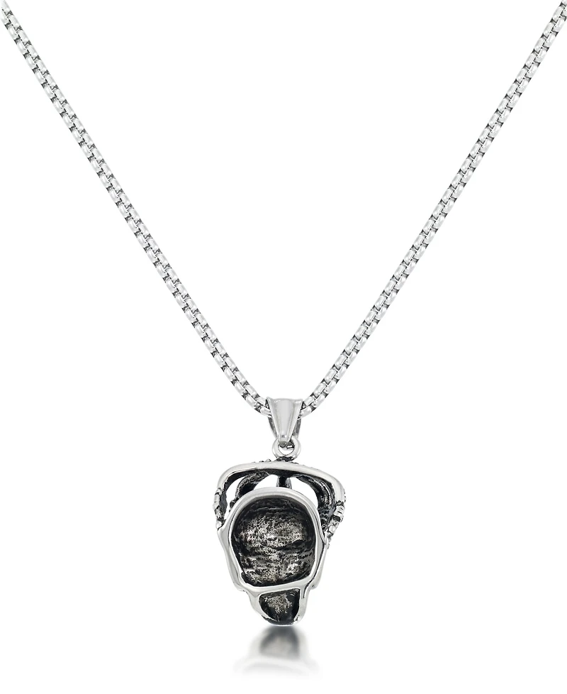 Andrew Charles by Andy Hilfiger Men's Red Cubic Zirconia King Skull 24" Pendant Necklace in Stainless Steel