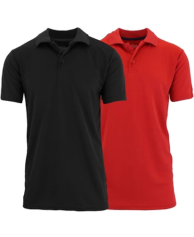 Galaxy By Harvic Men's Tag less Dry-Fit Moisture-Wicking Polo Shirt, Pack of 2