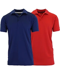 Galaxy By Harvic Men's Tag less Dry-Fit Moisture-Wicking Polo Shirt, Pack of 2
