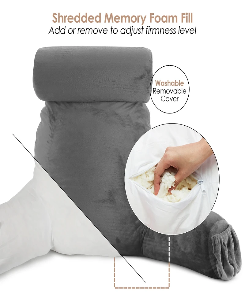 Nestl Soft Velour Cover Reading Backrest Pillow Set, Extra Large