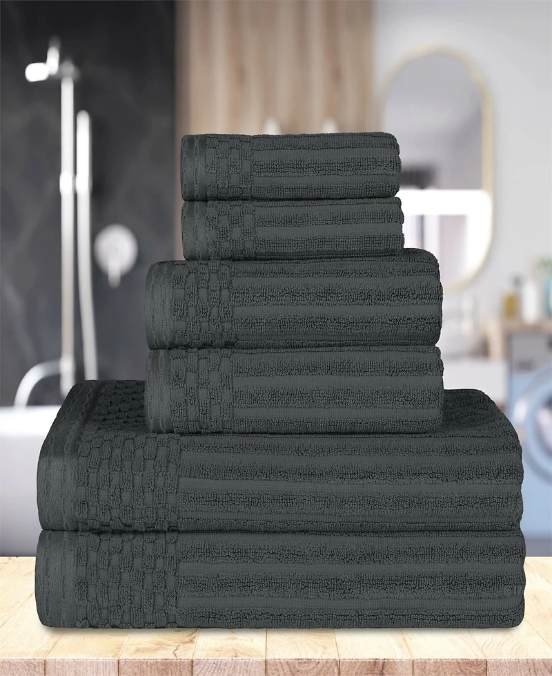 Superior Soho Checkered Border Cotton 6 Piece Towel Set