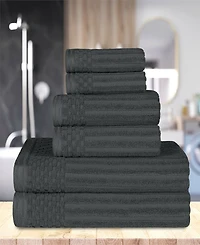 Superior Soho Checkered Border Cotton 6 Piece Towel Set