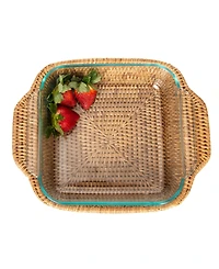 Artifacts Rattan Square Baker Basket with Pyrex