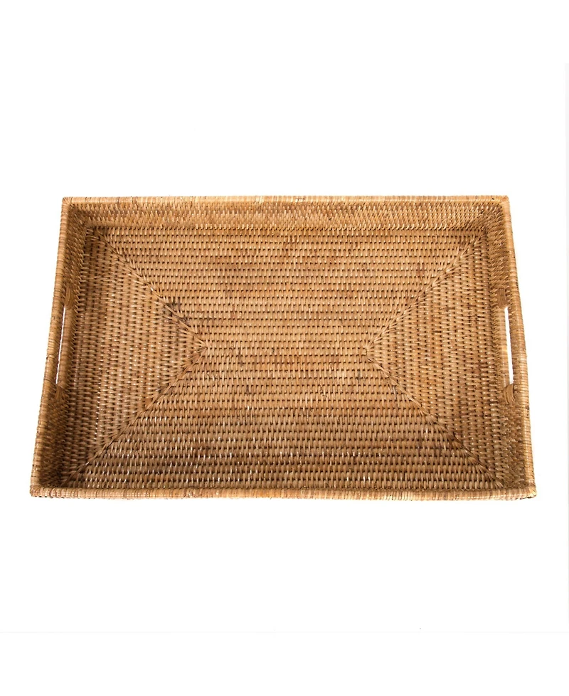 Artifacts Trading Company Rattan Rectangular Tray With Cutout Handles