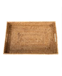 Artifacts Trading Company Rattan Rectangular Tray With Cutout Handles