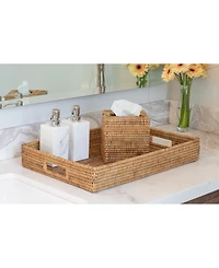 Artifacts Trading Company Artifacts Rattan Rectangular Tray With Cutout Handles