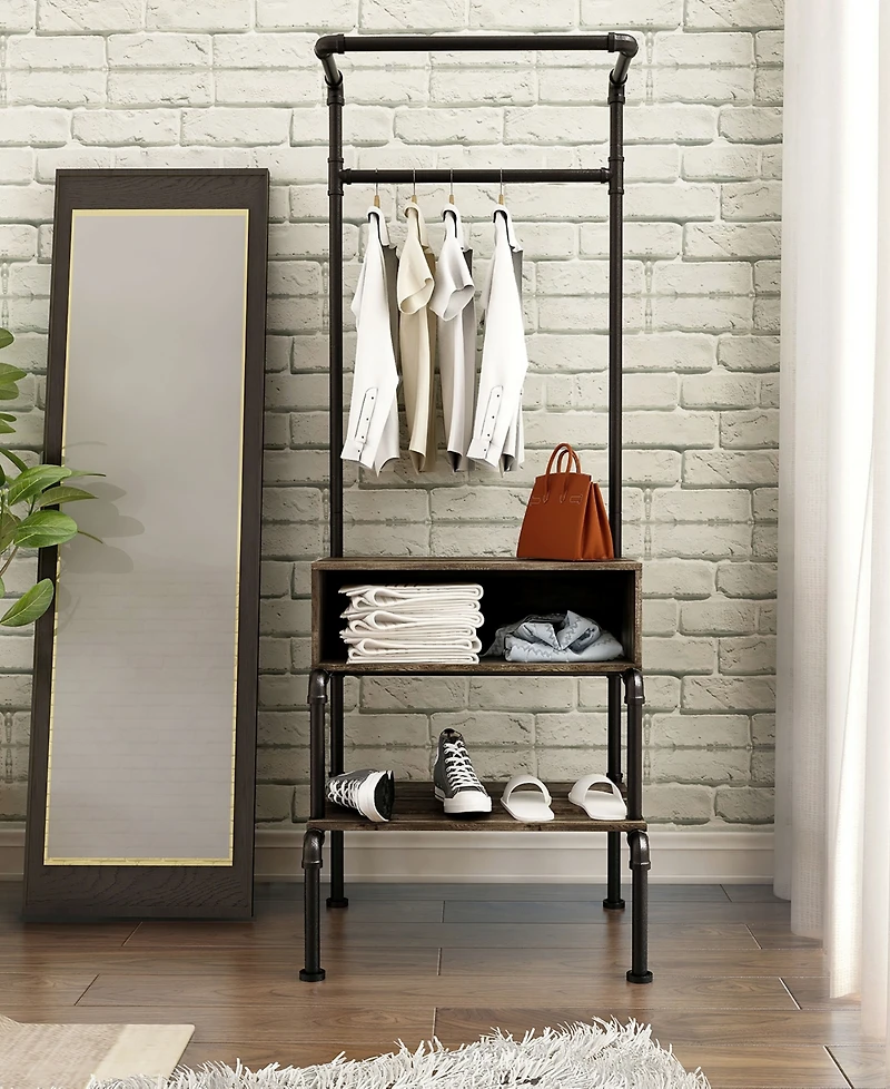 Furniture of America Lille Open Shelf Clothes Rack