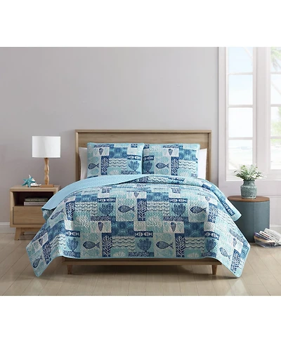 Vcny Home Patchwork Sea Life Reversible 3-Pc. Full/Queen Quilt Set