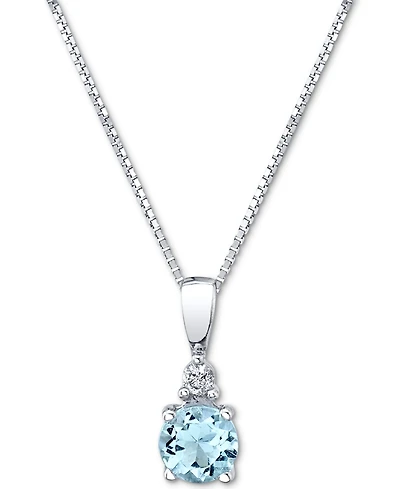 Aquamarine (1/3 ct. t.w.) & Diamond Accent 18" Pendant Necklace in 14k White Gold