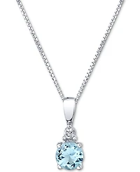 Aquamarine (1/3 ct. t.w.) & Diamond Accent 18" Pendant Necklace in 14k White Gold