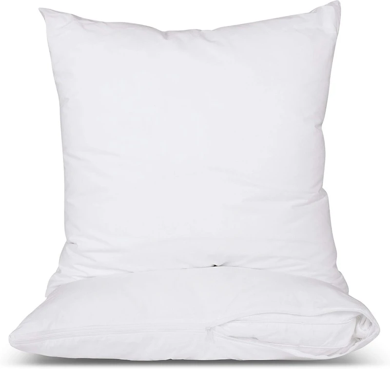Circles Home European Size 100% Cotton Breathable Pillow Protector with Zipper – White (2 Pack)