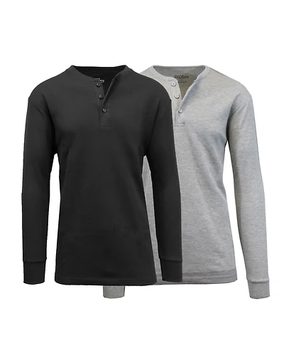 Galaxy By Harvic Men's Long Sleeve Thermal Henley Tee, Pack of 2