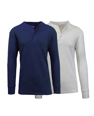 Galaxy By Harvic Men's Long Sleeve Thermal Henley Tee, Pack of 2