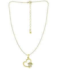 Giani Bernini Cubic Zirconia Heart & Paw 18" Pendant Necklace, Created for Macy's