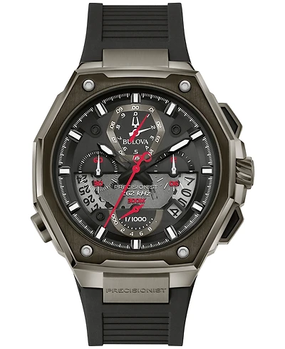 Bulova Men's Precisionist X Black Epdm Rubber Strap Watch 44.5mm