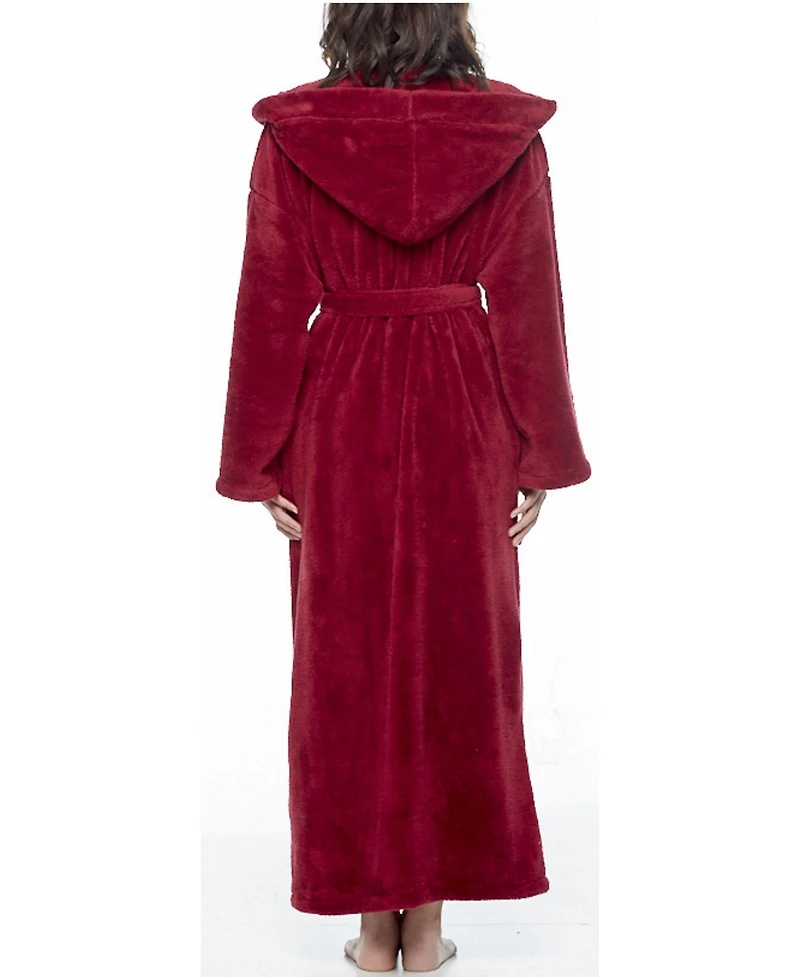 Arus Women's Hooded Full Ankle Length Premium Fleece Bathrobe