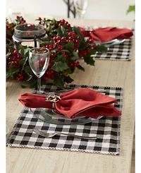 Design Imports Christmas Buffalo Check with Embroidery Placemat, Set of 6