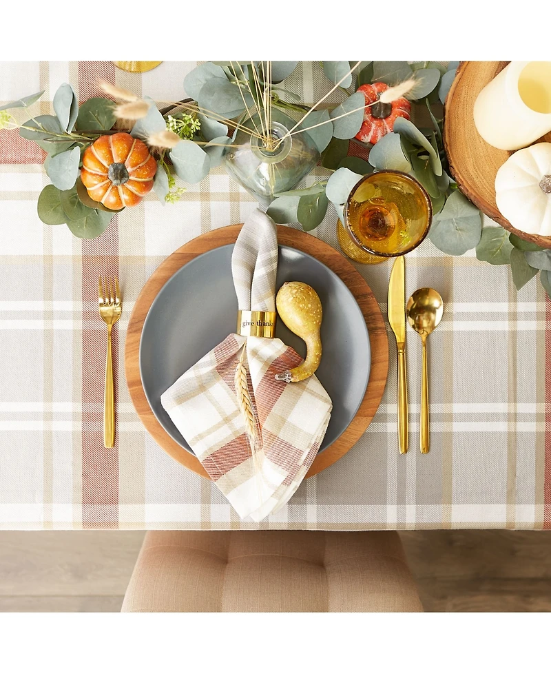 Design Imports Thanksgiving Cozy Picnic, Plaid Tablecloth, 52" x 52"
