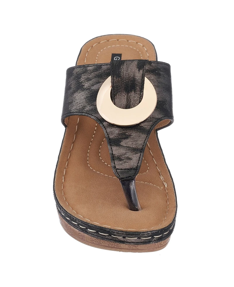 Gc Shoes Women's Genelle Thong Wedge Sandals