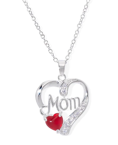 Simulated Blue Topaz Birthstone Mom Heart Pendant 18" Necklace Silver Plate