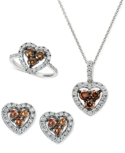 Le Vian Chocolate Diamond Nude Diamond Heart Collection In 14k White Gold