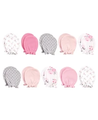 Hudson Baby Baby Girls Hudson Cotton Scratch Mittens, Enchanted Forest, 0-6 Months