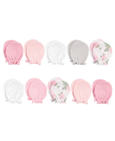 Hudson Baby Girls Cotton Scratch Mittens, Enchanted Forest, 0-6 Months