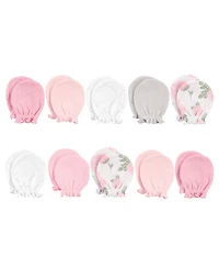Hudson Baby Baby Girls Hudson Cotton Scratch Mittens, Enchanted Forest, 0-6 Months