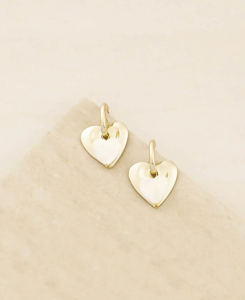 Ettika Mother of Pearl and Gold Plated Heart Earrings