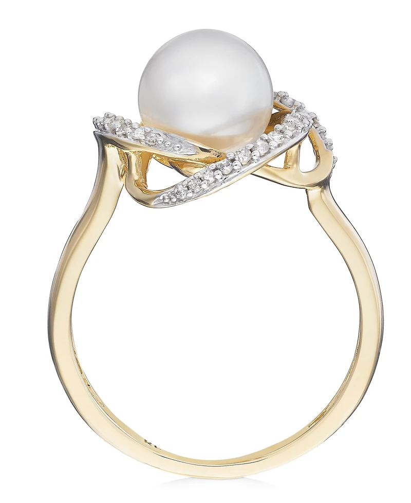 Honora Cultured Freshwater Pearl (8mm) & Diamond (1/8 ct. t.w.) Ring in 14k Gold