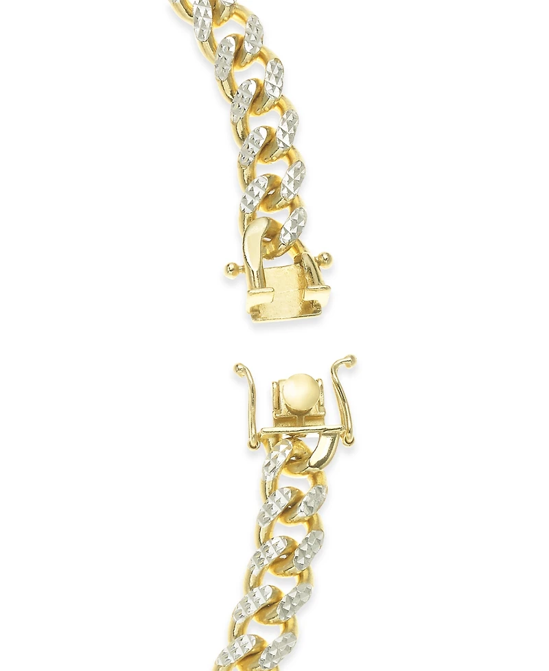Men's Two-Tone Cuban Link Chain Bracelet in 14k Gold-Plated Sterling Silver and Sterling Silver