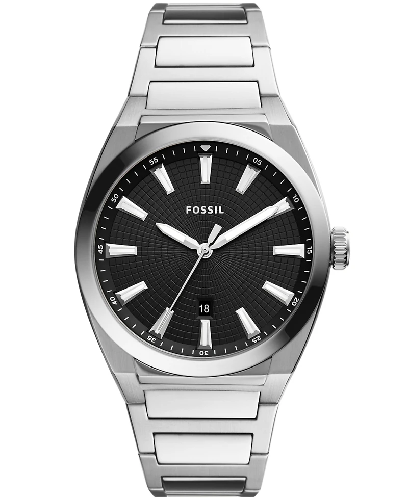Fossil Men's Everett Silver-Tone Stainless Steel Bracelet Watch 42mm