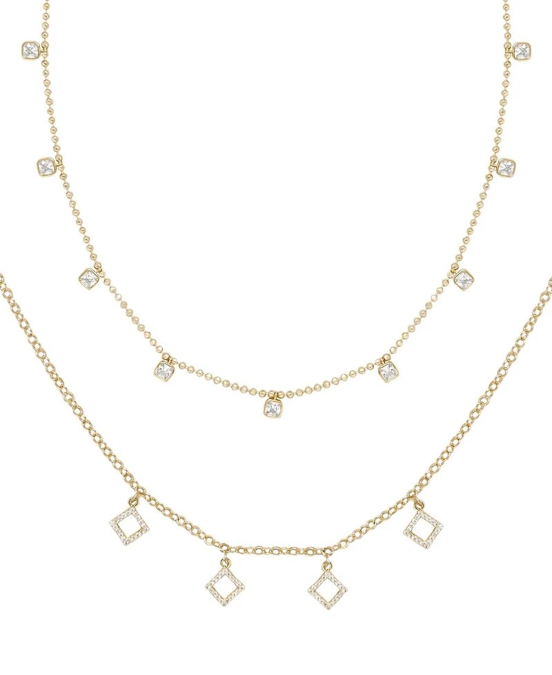 Ettika Geo Charm Layering Crystal Necklace Set of 2