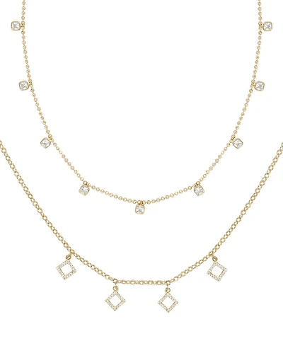 Ettika Geo Charm Layering Crystal Necklace Set of 2