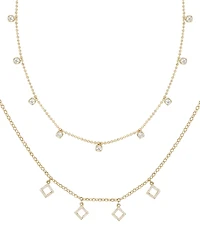 Ettika Geo Charm Layering Crystal Necklace Set of 2