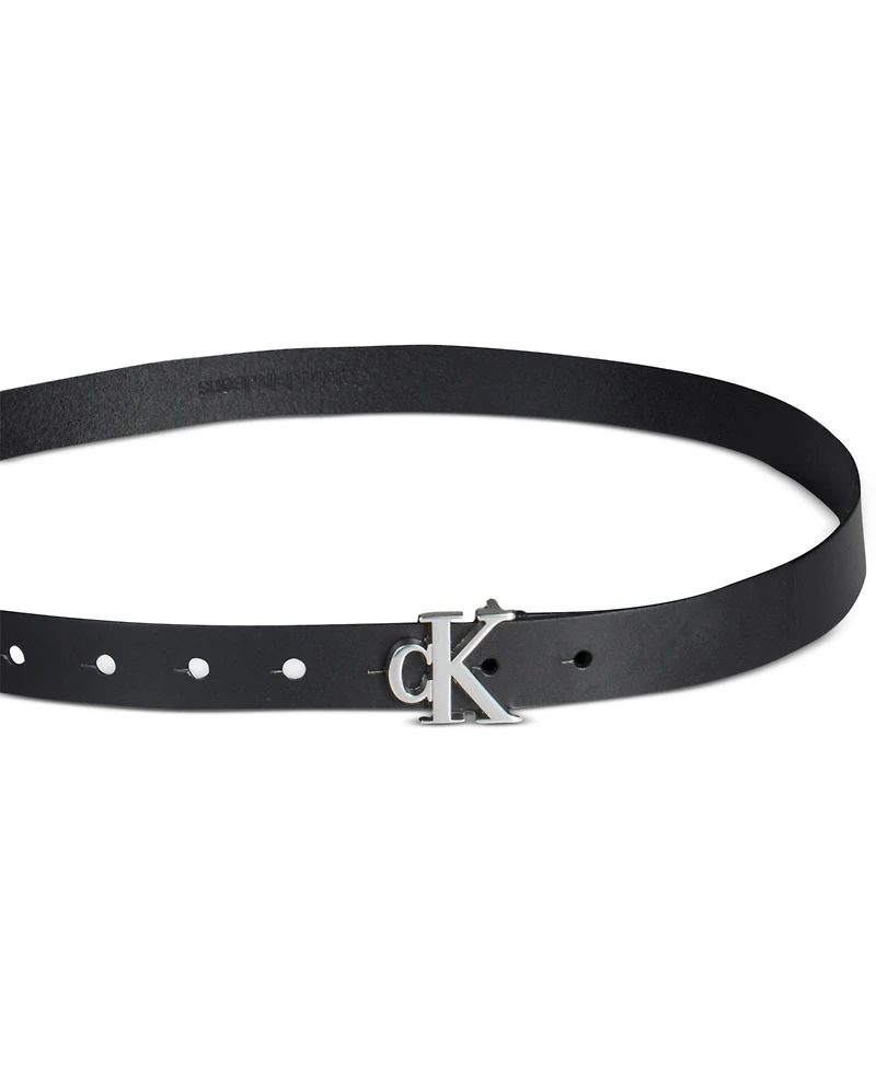 Calvin Klein Women's Ck Monogram Buckle Skinny Belt