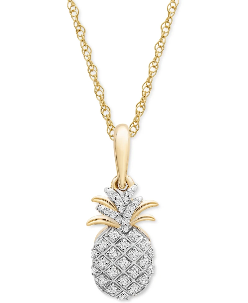 Wrapped Diamond Pineapple 18" Pendant Necklace (1/10 ct. t.w.) in 10k Gold