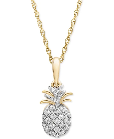 Wrapped Diamond Pineapple 18" Pendant Necklace (1/10 ct. t.w.) in 10k Gold