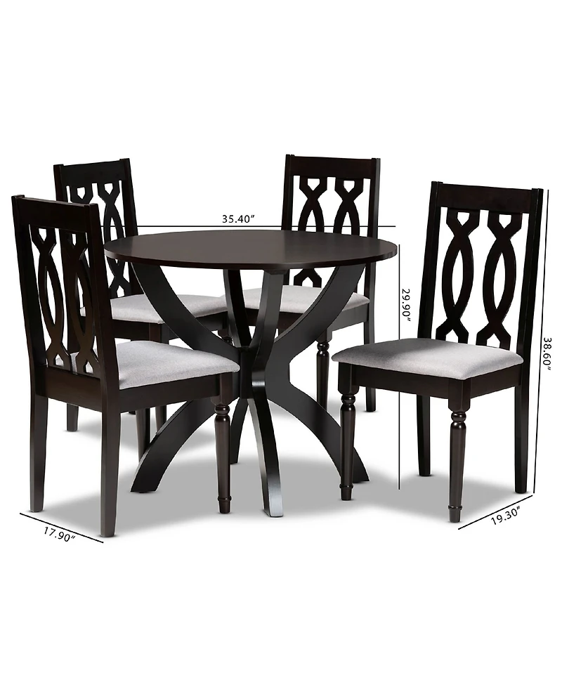 Mona Modern and Contemporary Fabric Upholstered 5 Piece Dining Set