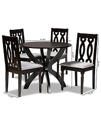 Mona Modern and Contemporary Fabric Upholstered 5 Piece Dining Set