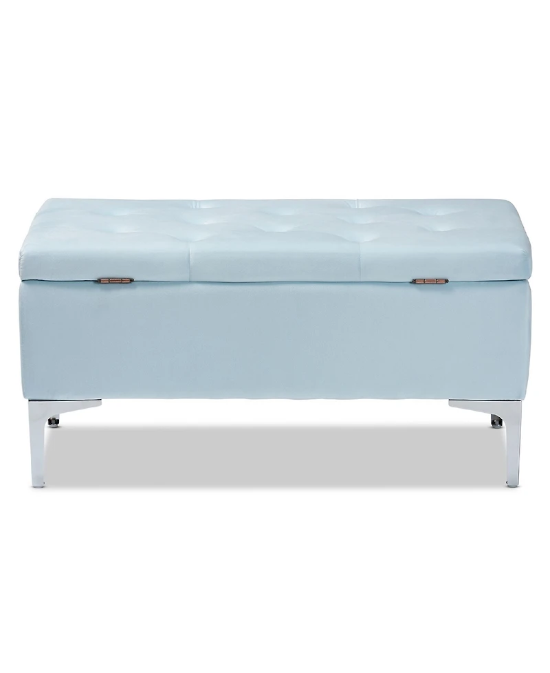 Mabel Modern and Contemporary Transitional Velvet Fabric Upholstered Storage Ottoman