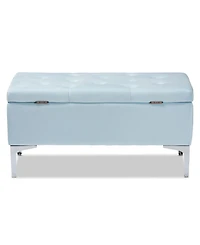 Mabel Modern and Contemporary Transitional Velvet Fabric Upholstered Storage Ottoman