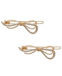 lonna & lilly 2-Pc. Gold-Tone Pave Bow Hair Barrette Set