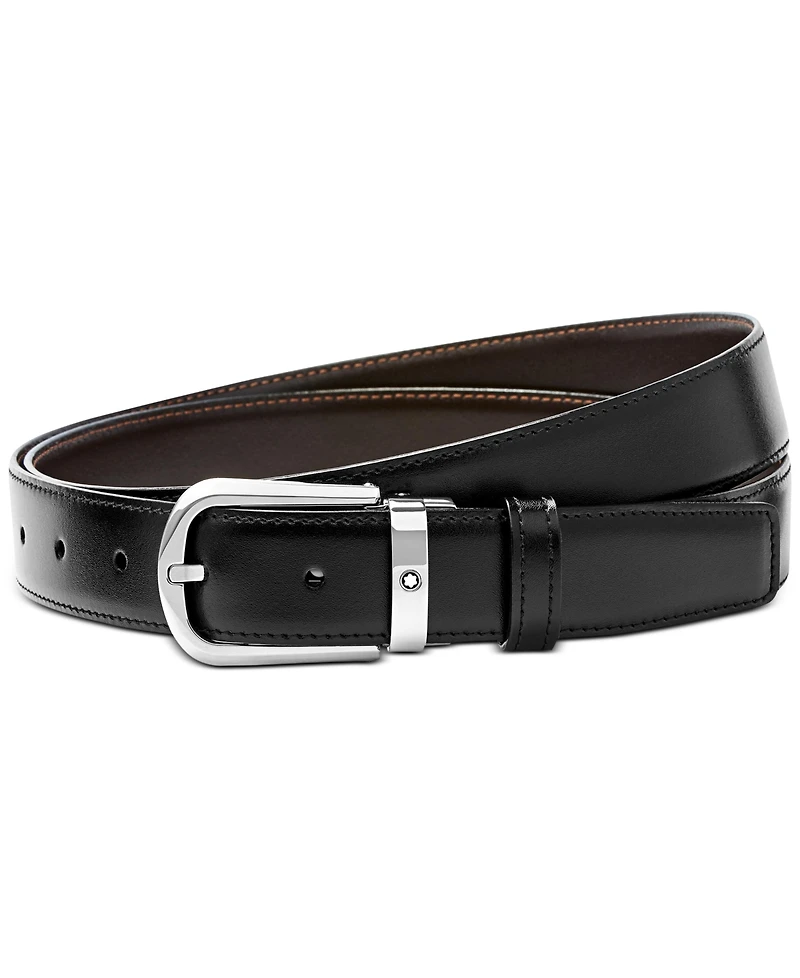 Montblanc Men's Horseshoe Buckle Reversible Leather Belt