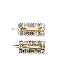 Women's Emerald Cut Rhinestones Barrette, Pack of 2